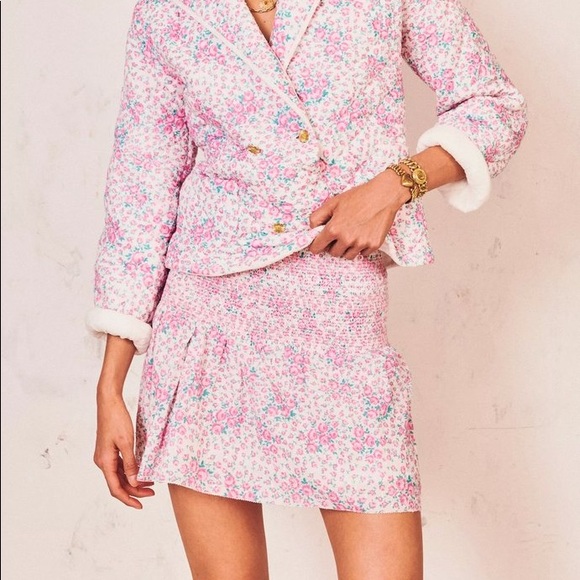 NWT LoveShackFancy Misty Smocked Floral Mini Skirt - Picture 8 of 12